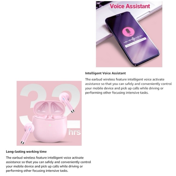 🆕WIRELESS EARBUDS! PORTABLE, EASY TO USE, NOISE CANCEL, & MORE! COLOR: P… - Picture 9 of 16